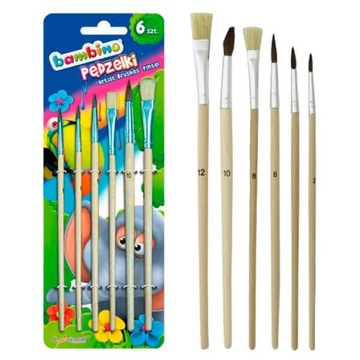ШКОЛЬНЫЕ ЩЕТКИ BAMBINO - 6 ШТ.