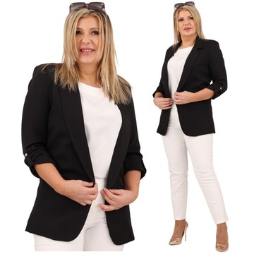 ŻAKIET MARYNARKA DŁUGA ELEGANCKA GŁADKA POLSKI PRODUCENT DUŻE ROZMIARY