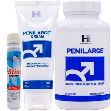 PENILARGE PEŁNY ZESTAW SUPLEMENT 60 KAP I KREM 50ML DO TEGO KROPLE PENISTIM