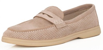 8032 БЕЖЕВЫЕ ЗАМШЕВЫЕ МОКАСИНЫ ЖЕНСКИЕ 39