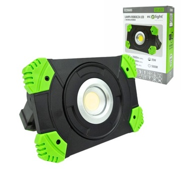 Halogen LED Roboczy Budowlany 20W Naświetlacz przenośny Kemping Akumulator