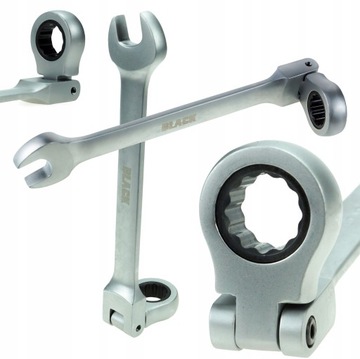 KLUCZ PŁASKO OCZKOWY Z GRZECHOTKĄ 8MM PRZEGUBOWY CR-V BLACK