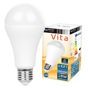 Żarówka LED dioda E27 20 SMD 2835 18W 230V A65