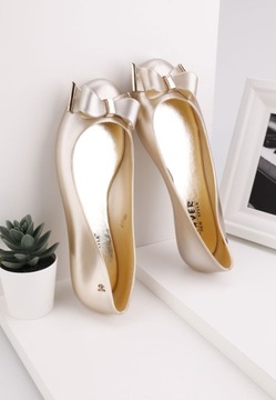 ЖЕНСКИЕ ЗОЛОТЫЕ БАЛЕТКИ MELISKA, РЕЗИНОВЫЕ ТУФЛИ НА ПЛОСКОЙ ПЛОСКОЙ ОДЕЖДЕ