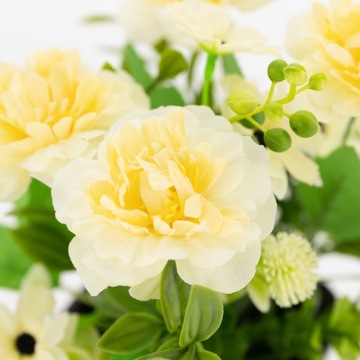 Искусственные цветы в горшке, украшение букета.