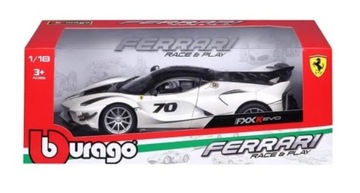 BBURAGO 1:18 FERRARI FXX-K EVO PEARL WHITE BIAŁA PERŁA METALOWY MODEL