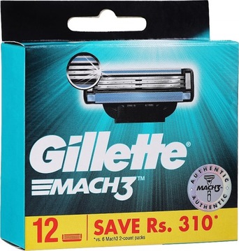 GILLETTE MACH 3 OSTRZA WKŁADY DO MASZYNKI 12 SZT