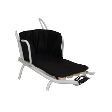 Металлические санки Kubuś со спинкой и толкачом + матрас