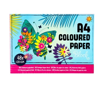 PAPIER KOLOROWY BLOK RYSUNKOWY 48 kolorowych kartek A4 120 g/m2.