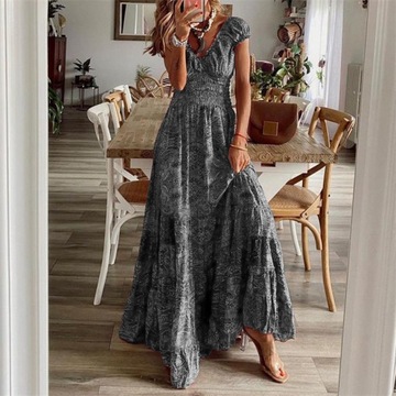ELEGANCKA DŁUGA SUKIENKA DAMSKA MAXI ZWIEWNA