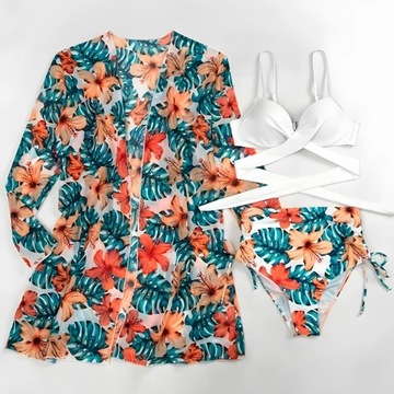 КУПАЛЬНИК ИЗ ДВУХ ЧАСТЕЙ ПАРЕО, БИКИНИ, ВЫСОКАЯ ТАЛИЯ, XL