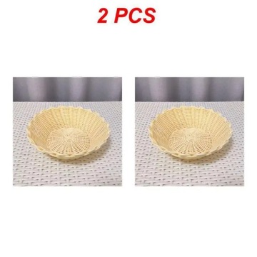 1/2PCS Round Simulation Rattan Bread Storage Basket Woven Storage Basket