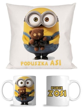 ZESTAW KUBEK + PODUSZKA MINIONKI + IMIĘ N23