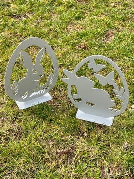 Jajo jajko wielkanocne szare loft metal królik zając wielkanocny szary