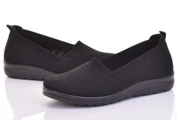 CZARNE PRZEWIEWNE TENISÓWKI BUTY DAMSKIE WSUWANE Z TKANINY