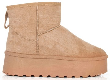 ŚNIEGOWCE BEŻOWE OCIEPLANE KHAKI BOTKI NA PLATFORMIE 41