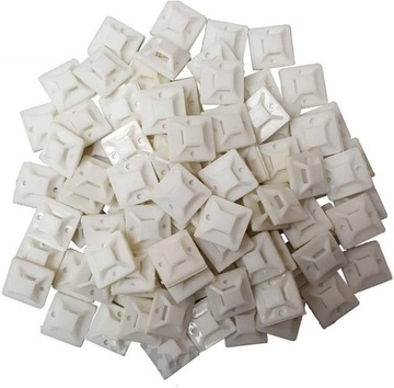 100x МОНТАЖНАЯ ОСНОВА ДЛЯ КАБЕЛЬНЫХ Стяжек 20X20 Белый КЛЕЙК