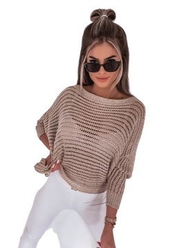 AŻUROWY SWETER ZE ZŁOTĄ NITKĄ SAMANTHA