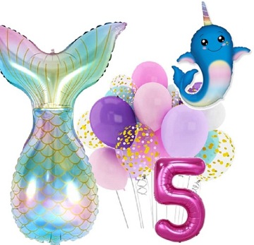 BALONY zestaw na urodziny 5 LAT SYRENKA