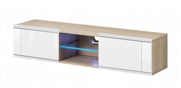 SZAFKA RTV DĄB SONOMA BIAŁY POŁYSK FRONT VIVALDI 140x30,5x36cm