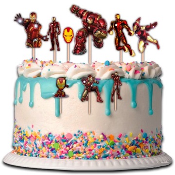 TOPPER IRON-MAN NA TORT BABECZKI POSTACI 9 sztuk