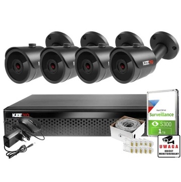 Zestaw do monitoringu ip 4 kamer czarnych 5MPx