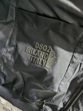 DSQUARED2 r. L kurtka zimowa granatowa DSQ2 duże logo slim parka / L