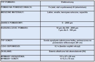 ИЗМЕРИТЕЛЬ ТОЛЩИНЫ ТЕСТЕР КРАСКИ P-10-S-AL