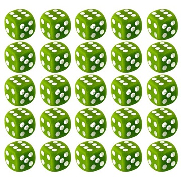 ZESTAW 25 KOSTEK K6 RPG KOŚĆ SZEŚCIOŚCIENNA ZIELONA 1,6 CM