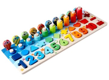 Деревянный пазл-сортировщик, рыбалка, развивающая доска Монтессори