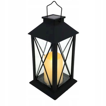 Latarenka Solarna LED Lampion Ogrodowy CZARNY 28cm