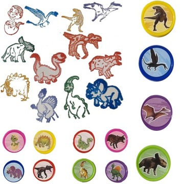 Pieczątki Dinozaury stempelki DUŻY ZESTAW