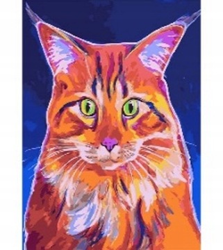 MALOWANIE PO NUMERACH RUDY KOTEK ZIELONE OCZY 50x40 CM Z RAMĄ KREATYWNE