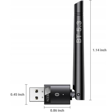 UGREEN Bluetooth-адаптер стандарта 5.3 с радиусом действия до 100 м USB с большим радиусом действия