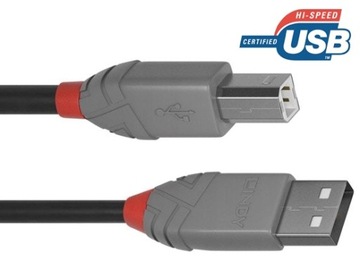 Lindy 36672 Кабель USB 2.0 A-B черный Anthra Line - 1м