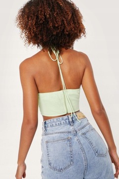 Nasty Gal wqq WIĄZANY TOP CROP ZIELONY S