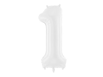 Balon foliowy Cyfra 1, 86 cm, biały
