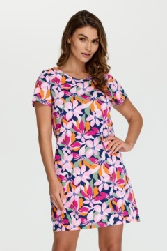 KOSZULA NOCNA DAMSKA KOSZULKA BAWEŁNIANA W KWIATY SENIZO 5XL