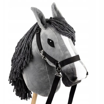 KOŃ KONIK HORSE NA KIJU PATYKU HOBBY ZABAWKA DLA DZIEWCZYNKI A3 SZARY