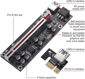 Вертикальный кабель питания SATA для карты с удлинительным кабелем USB MZHOU PCI-E
