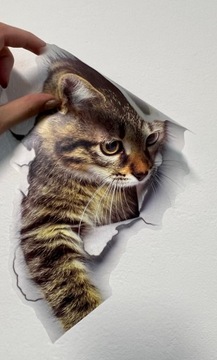 НАКЛЕЙКИ коты на стену DOOR CATS 3D набор 3 шт N10.