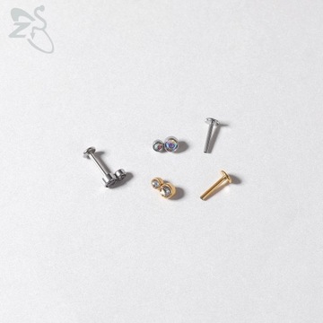 ZS-Пирсинг Лабрет де Асеро неокисляемый Цвет дорадо, бола де кристал пара