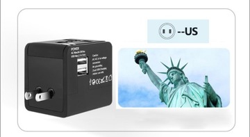 2x adapter globalny, uniwersalny gniazdko adaptera USA EU UK AU USB