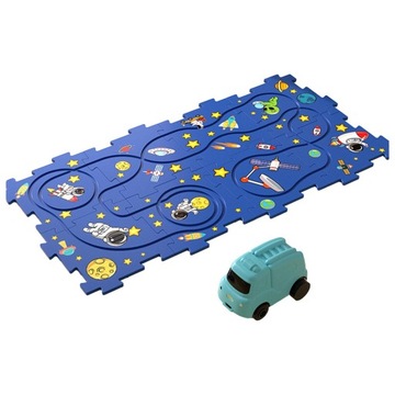 Zestaw puzzli do śledzenia samochodów z pojazdami i okiem ręki. 8 puzzli Space