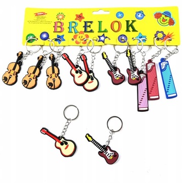 BRELOK DO KLUCZY DLA MUZYKA INSTRUMENTY GITARA ZESTAW 12SZT