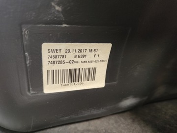 BMW 5 G30 G31 NÁDRŽ PALIVA DIESEL 7487285