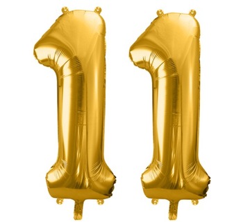 BALONY FOLIOWE cyfry 11 jedenaście ZŁOTE urodziny