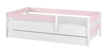 Łóżko dziecięce SIMPLE BABY BOO 180x80 + SZUFLADA BIAŁY GŁADKI + RÓŻOWY