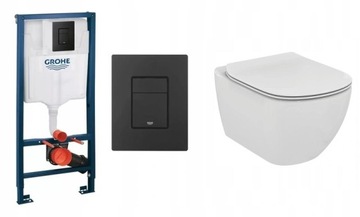 STELAŻ GROHE CZARNY PRZYCISK+ MISA Z DESKĄ IDEAL