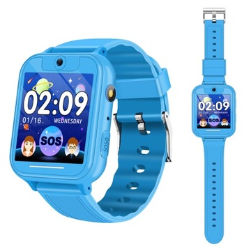 SMARTWATCH ZEGAREK SMARTBAND DLA DZIECI LOKALIZATOR SIM NIEBIESKI